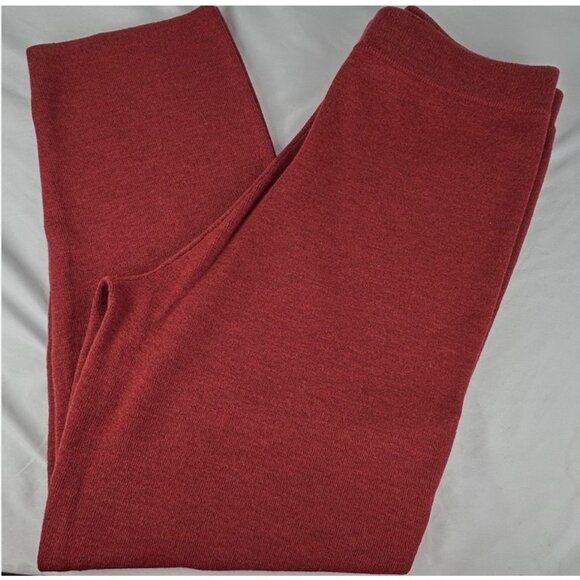 Eileen Fisher Red 100% Wool Pull On Wide Leg Pants Sz L Sweater Elastic Waist - Picture 1 of 4